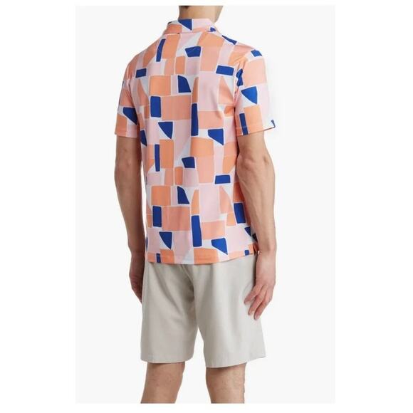 Bad Birdie Golf Men's Orange Performance Short Sleeve Button Polo Shirt Size S - Picture 2 of 6